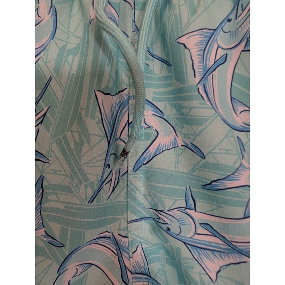 Vineyard Vines Boys Marlin Sailboat Swim Trunks Green Size Medium Board Shorts - Picture 3 of 5